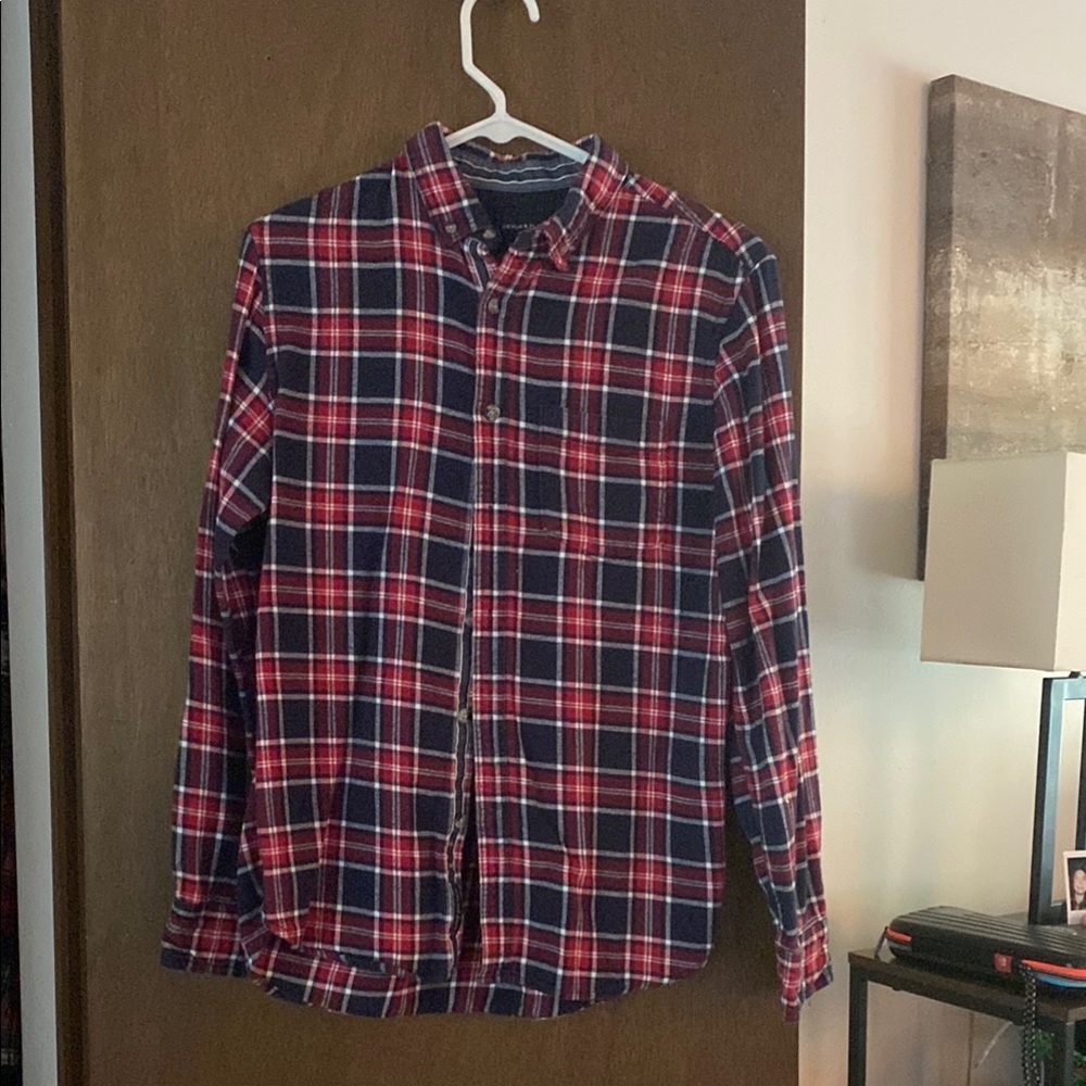 Men’s Slim Fit Small Denim & Flower Button Up
